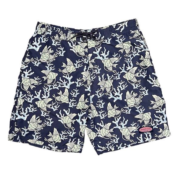 Vineyard Vines Other - Vineyard Vines Coral Angel Fish Tropical Print 7” Board Shorts Trunks Mens MED